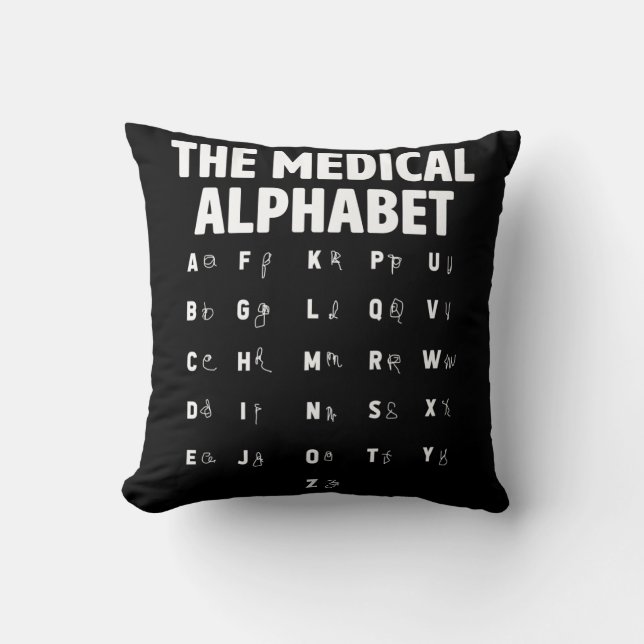 Läkare Medical Alphabet Funny Nurse Life Kudde (Framsida)