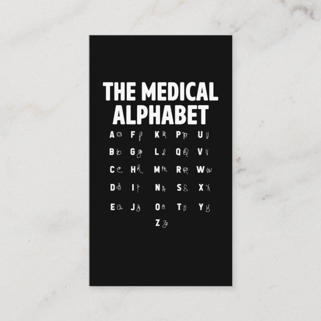 Läkare Medical Alphabet Funny Nurse Life Visitkort (Framsida)