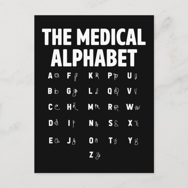 Läkare Medical Alphabet Funny Nurse Life Vykort (Framsida)