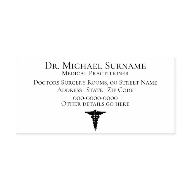 Läkare Medicinska Professioneller DIY caduceus Självfärgande Stämpel (Design)