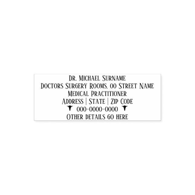 Läkare Medicinska Professioneller DIY caduceus sma Självfärgande Stämpel (Design)