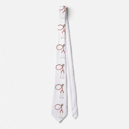Läkare Necktie med Stethoscope i White Slips