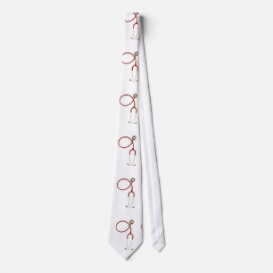 Läkare Necktie med Stethoscope i White Slips