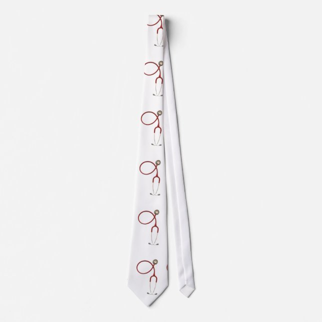Läkare Necktie med Stethoscope i White Slips (Framsida)