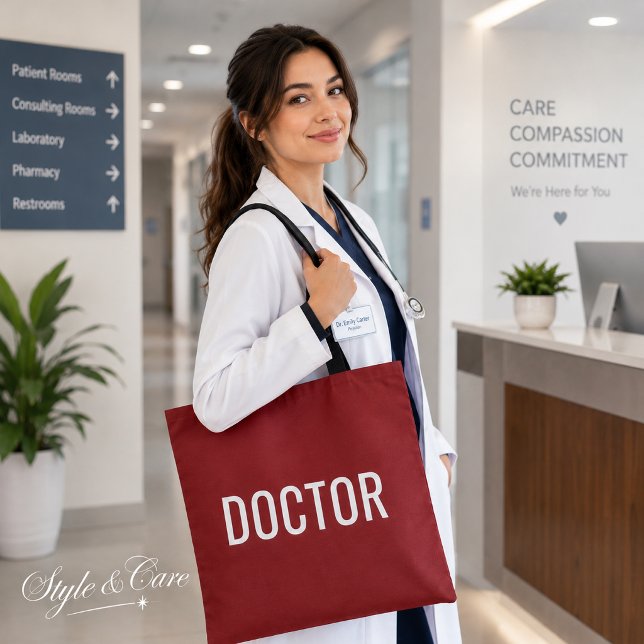 LÄKARE Text Anpassningsbar Vit Tygkasse (DOCTOR Text Statement Customizable White Tote Bag)