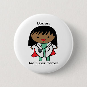 Läkare Toppen Heroes Black Female personalize Knapp