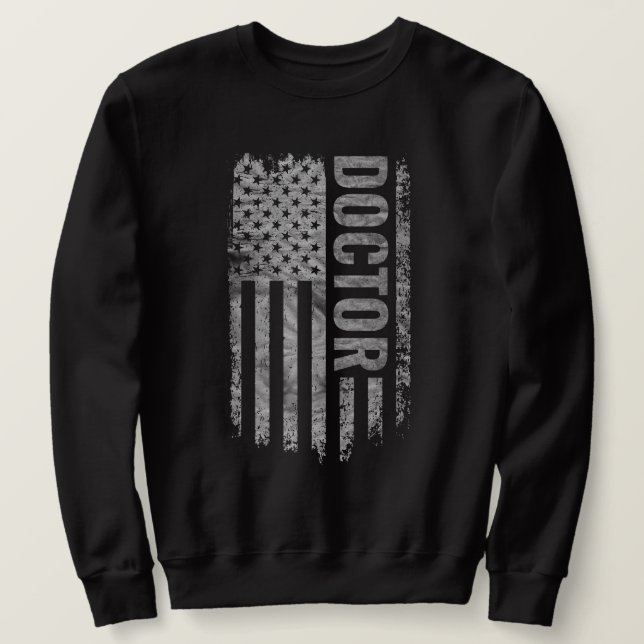 Läkare USA Flagga Distressed design Lång Ärmad Tröja (Design framsida)