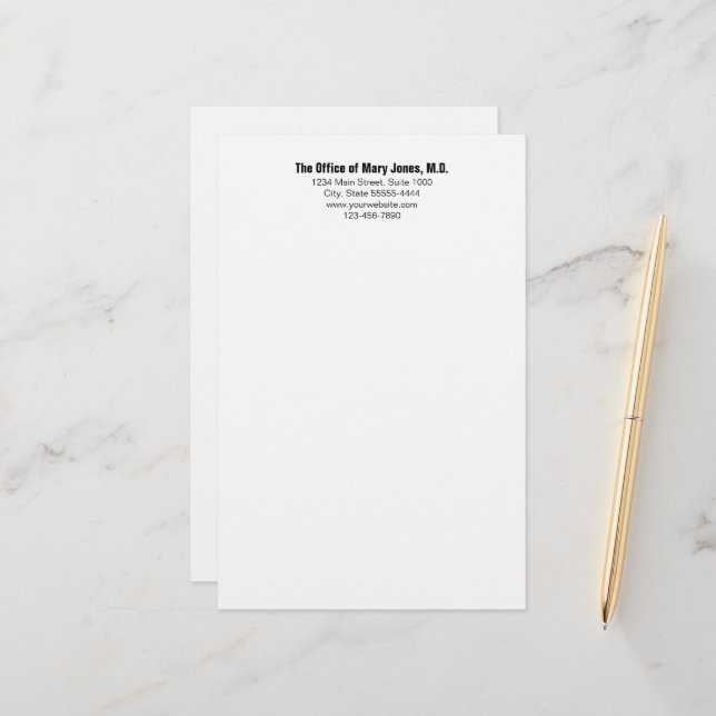 Läkarhus Svart-vit telefon och adress Brevpapper (Fram/Back In Situ)