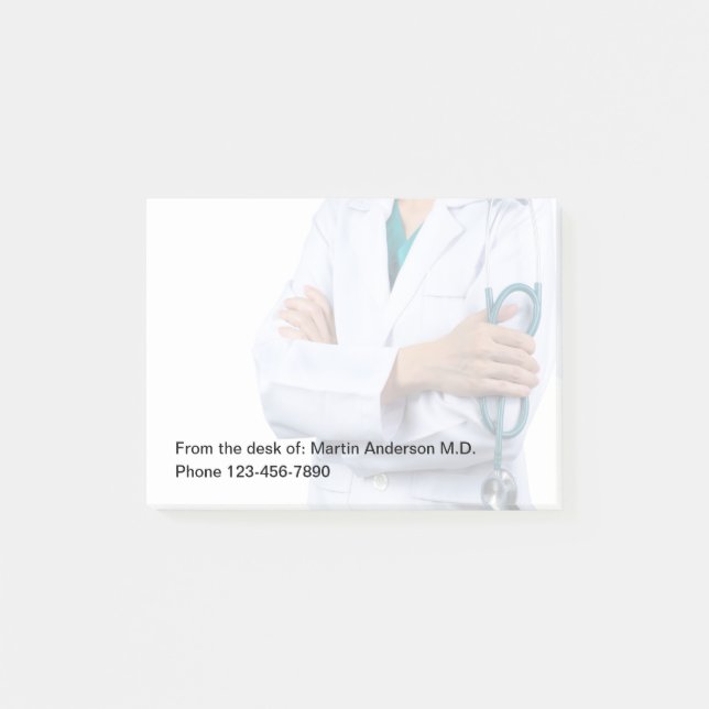 Läkarkontorets personal från skrivbordet post-it block (Framsida)