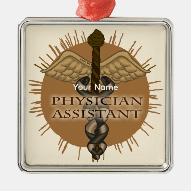 Läkarsekreterare Caduceus-ornament Julgransprydnad Metall (Framsidan)