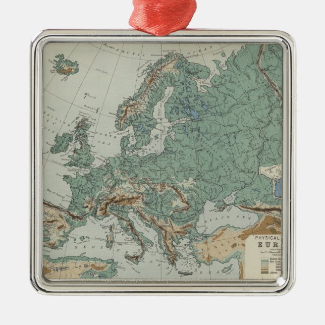 Läkarundersökningkarta av Europa Julgransprydnad Metall (Framsidan)