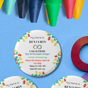 Läkarvarning för barn eller Vuxen för autism ID Knapp