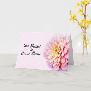 Läkas i Jesu Namn Rosa Zinnia Kristna Kort