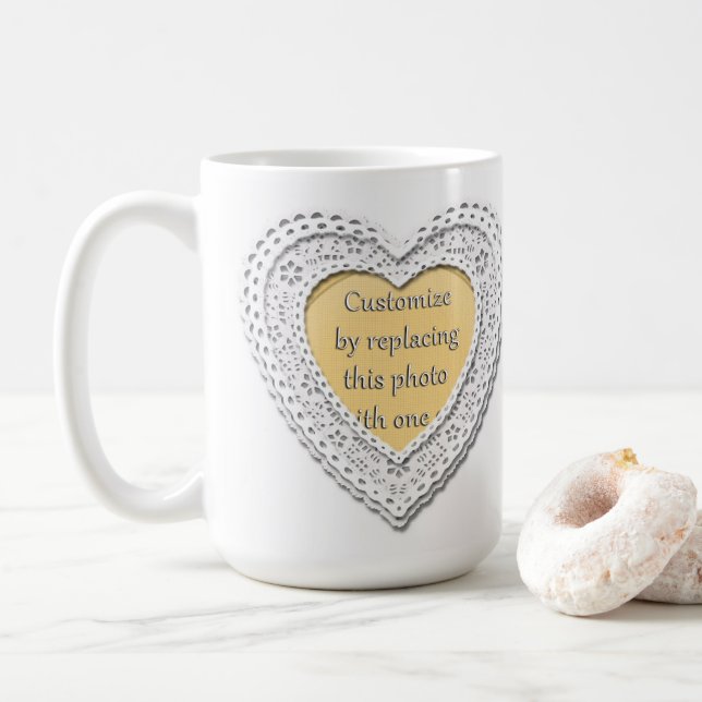 Lakat Heart Photo Ram Kaffemugg (Med munk)