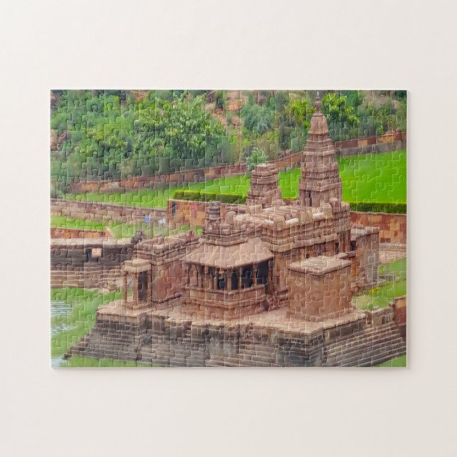 Lake Agasthya sjötempel Bhuthanatha Badami Pussel (Horisontell)