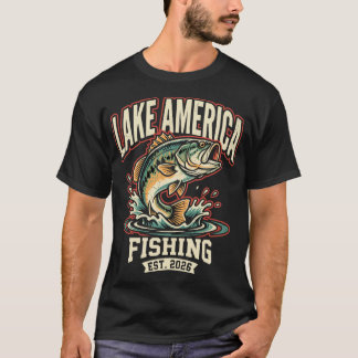 Lake America Fiske Est 2026 Vintage Abborre T Shirt