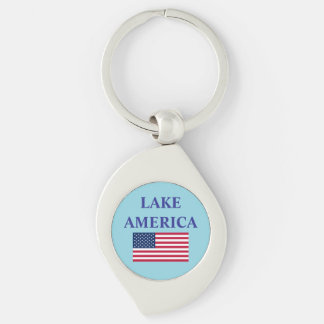 Lake America Patriotisk USA-flagga Swirl Silverfärgad Nyckelring