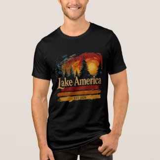 Lake America Vintage Solnedgång Män Kvinnor T Shirt