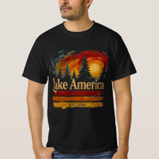 Lake America Vintage Solnedgång Män Kvinnor T Shirt