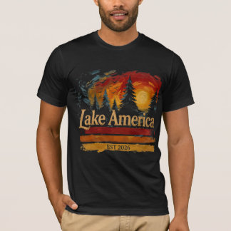 Lake America Vintage Solnedgång Män Kvinnor T Shirt