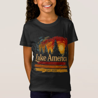 Lake America Vintage Solnedgång Män Kvinnor T Shirt