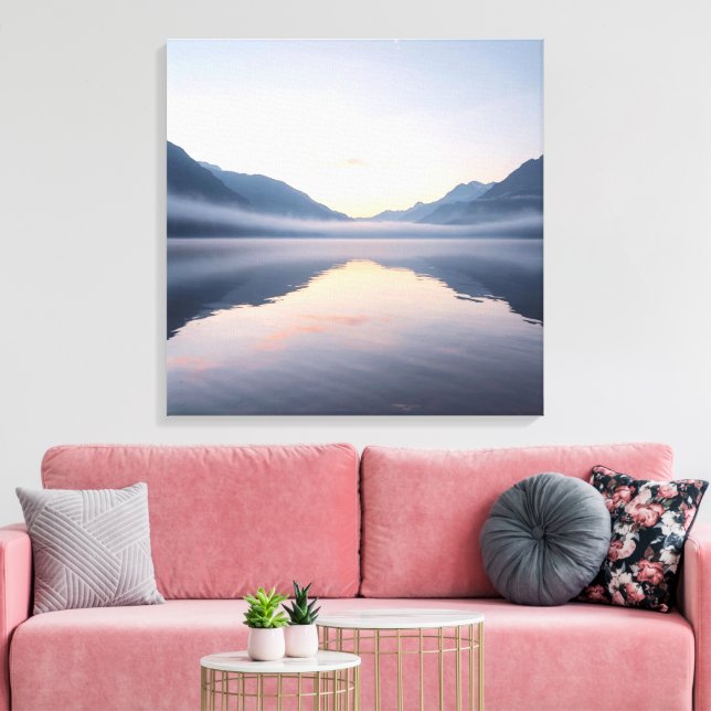 Lake and Mountain Scenic Landscape Wall Art  Canvastryck (Insitu (Vardagsrum))