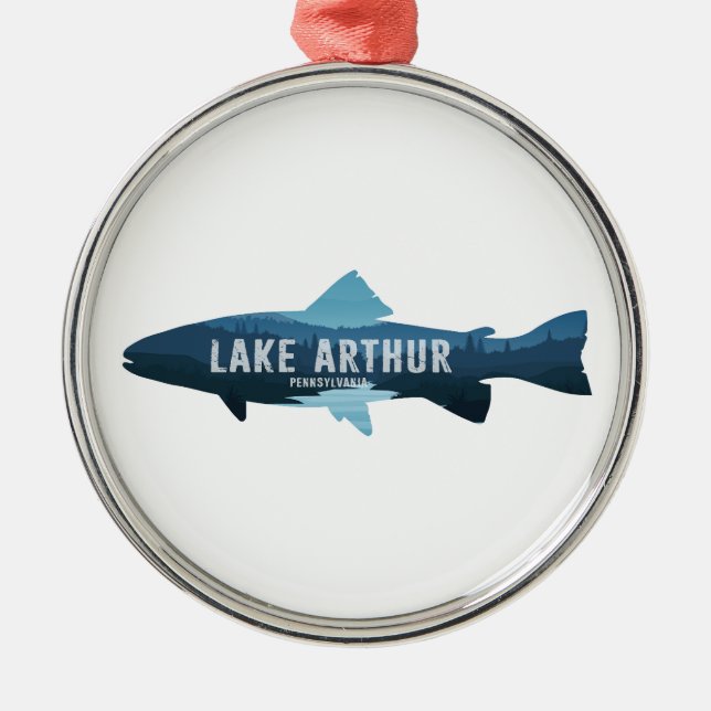 Lake Arthur Pennsylvania Fisk Julgransprydnad Metall (Framsidan)