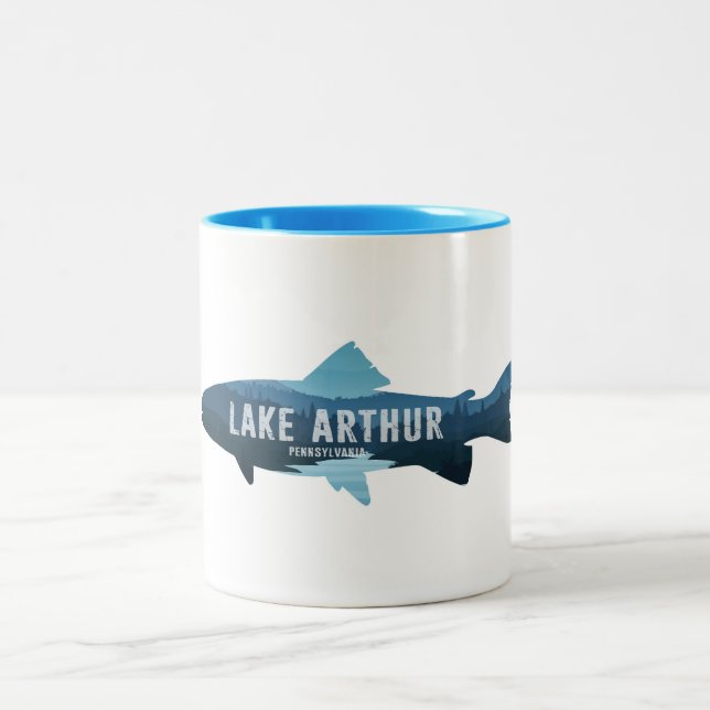 Lake Arthur Pennsylvania Fiske Två-Tonad Mugg (Center)