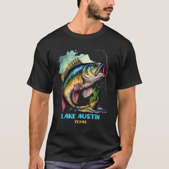 Lake Austin Texas TX flugfiskeutflykt Fiskare Flyf T Shirt (Framsida)