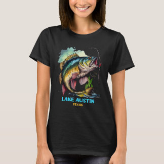 Lake Austin Texas TX flugfiskeutflykt Fiskare Flyf T Shirt