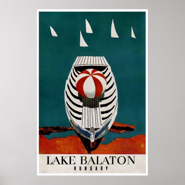 Lake Balaton Poster Hungary Travel Print Hungarian (Framsidan)
