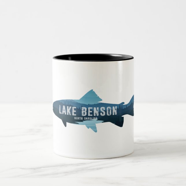 Lake Benson North Carolina Fiske Två-Tonad Mugg (Center)