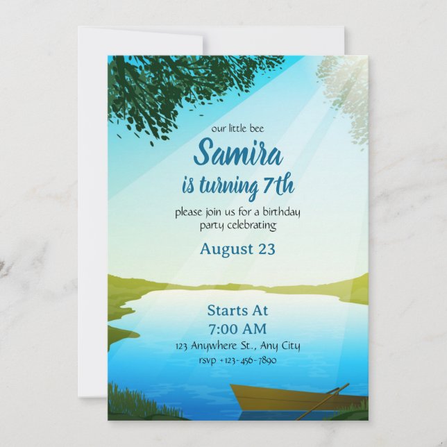Lake Birthday invitation template River bday Inbjudningar (Framsida)