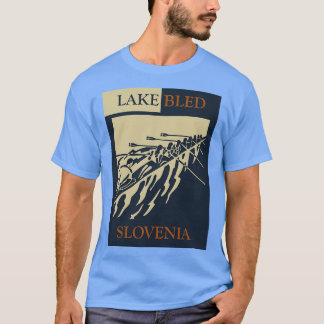 Lake Bled in Slovenia Vintage Retro Style Rowing W T Shirt