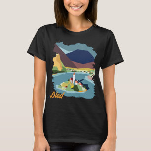 Lake Bled Ö Island Berg Retro Resa T Shirt