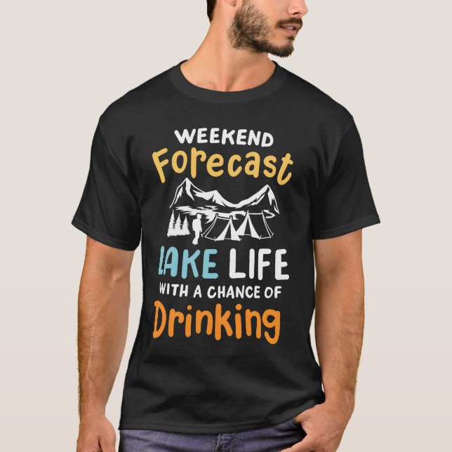 Lake Camping Drinking girl T Shirt (Framsida)
