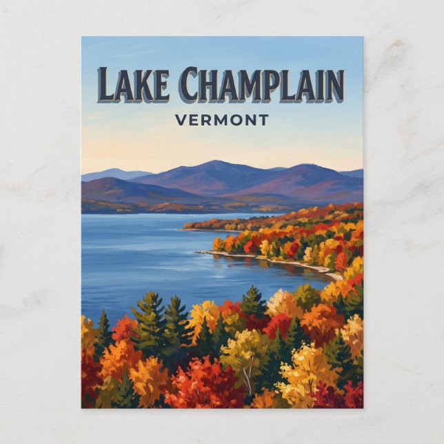 Lake Champlain Burlington Vermont Vykort (Framsida)