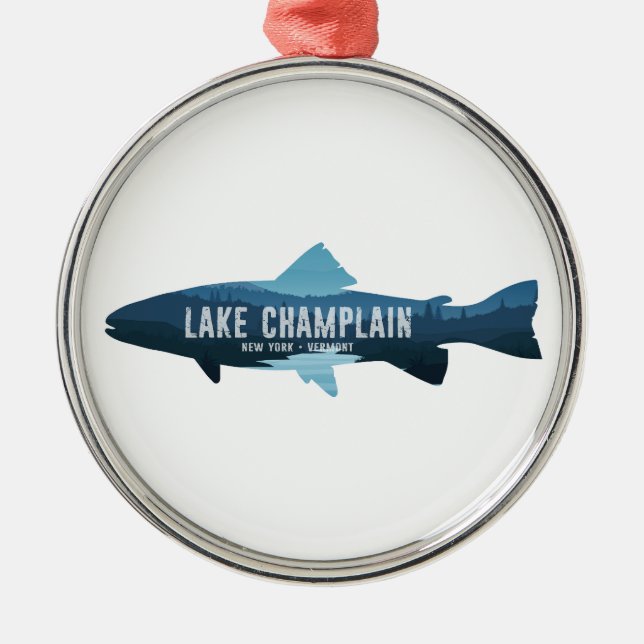 Lake Champlain New York Vermont Fiske Julgransprydnad Metall (Framsidan)