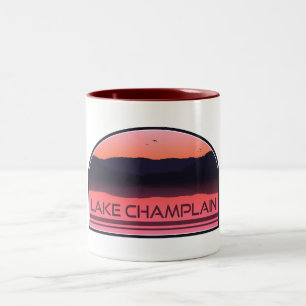 Lake Champlain New York Vermont Röd soluppgång Två-Tonad Mugg