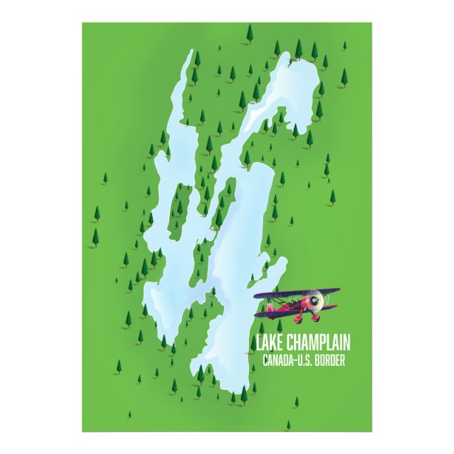 Lake Champlain USA Kanada Kartaffisch Fototryck (Framsidan)