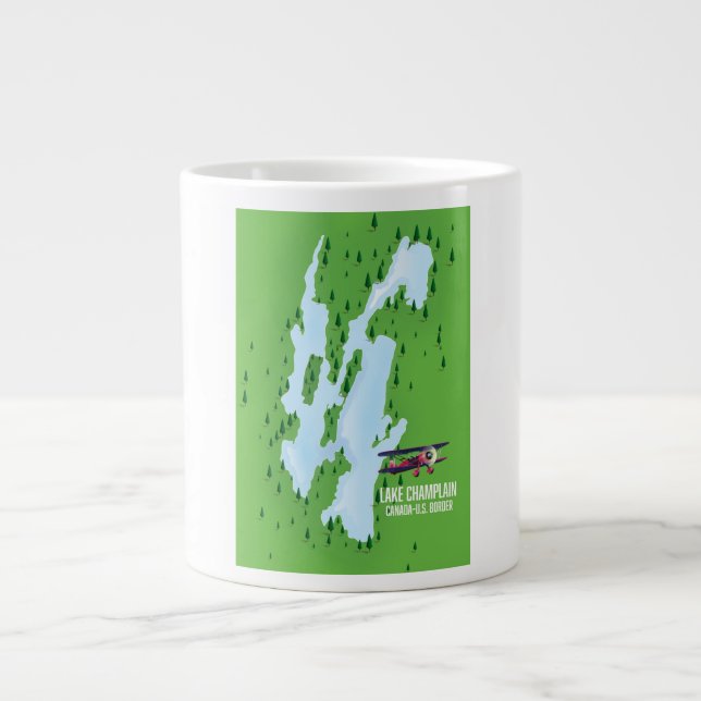Lake Champlain USA Kanada Kartaffisch Jumbo Mugg (Framsidan)