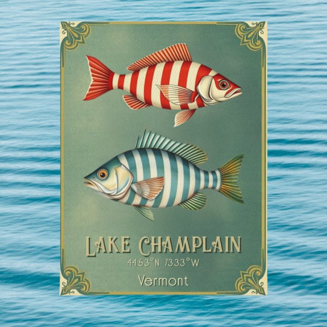 Lake Champlain Vermont New York nautisk fisk Vykort (Skapare uppladdad)