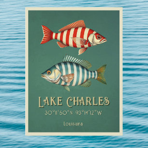 Lake Charles Louisiana randig fisk vykort