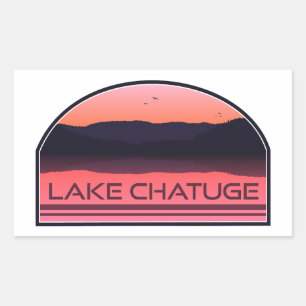 Lake Chatuge North Carolina Georgia Red Sunrise Rektangulärt Klistermärke