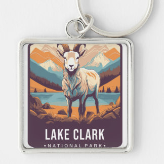 LAKE CLARK NATIONAL PARK FYRKANTIG SILVERFÄRGAD NYCKELRING