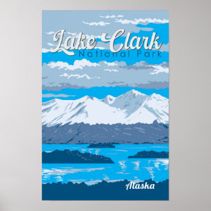Lake Clark National Park Illustration Resa Konst Poster