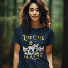 Lake Clark National Park Retro Woodland Scene T Shirt