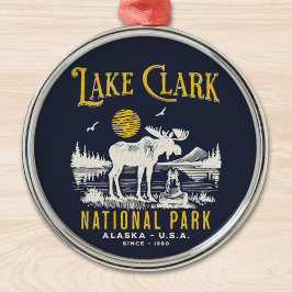 Lake Clark National Park VIntage Forest Landscape Julgransprydnad Metall