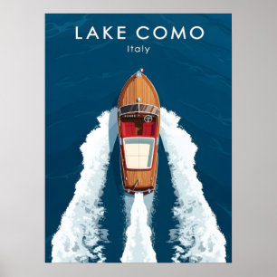 Lake Como Årgångsmotorbåt – Italienska Resor Poster