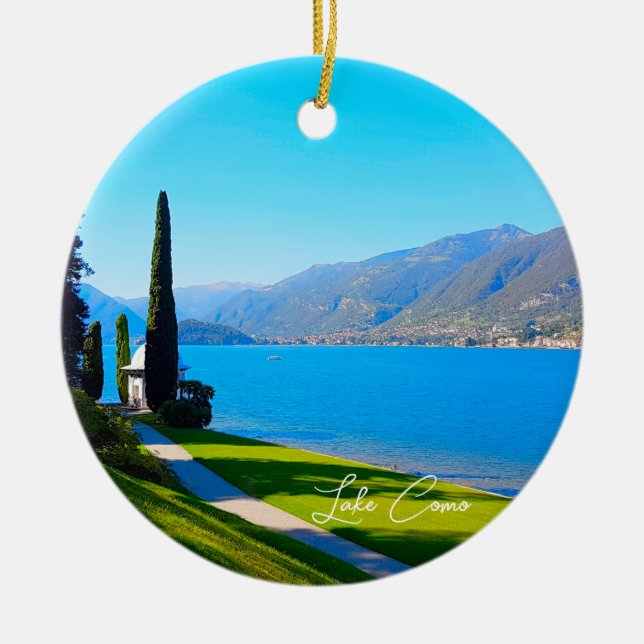 Lake Como Bellagio Promenad Italien Julgransprydnad Keramik (Framsidan)
